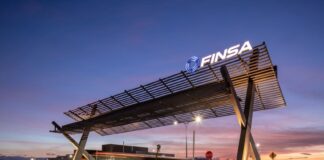 Finsa sign at sunset