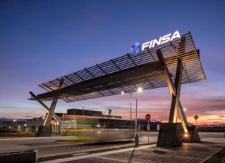 Finsa sign at sunset