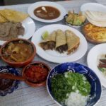 Plates of food on a table
