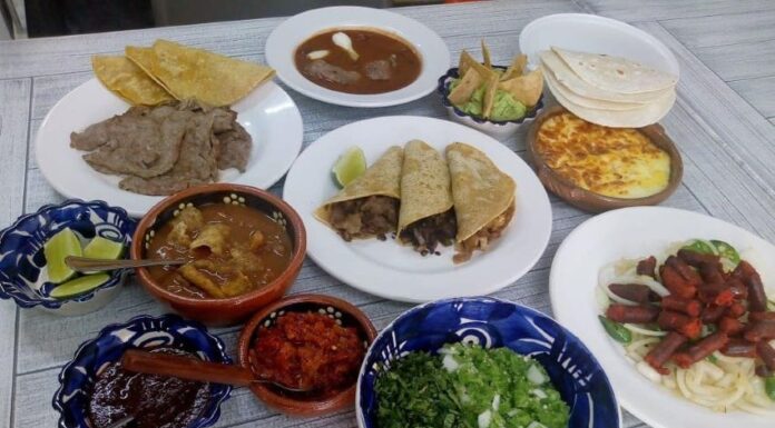 Plates of food on a table
