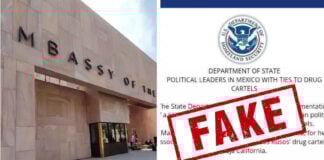 A fake statement by the U.S. Embassy in Mexico