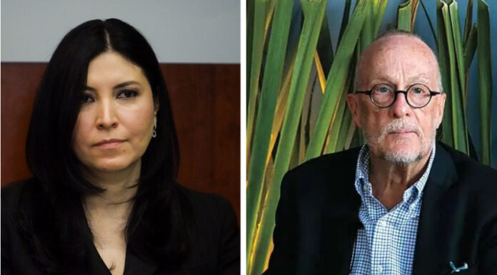 Two portraits of Bank of Mexico officials: Victoria Rodriguez on the left and Jonathan Heath on the right