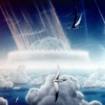 Artist's rendering of the Chicxulub crater impact