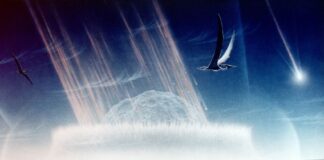 Artist's rendering of the Chicxulub crater impact