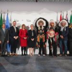 The president was greeted by members of the Tsuut'ina Nation upon her arrival in Calgary on Monday evening.