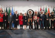 The president was greeted by members of the Tsuut'ina Nation upon her arrival in Calgary on Monday evening.