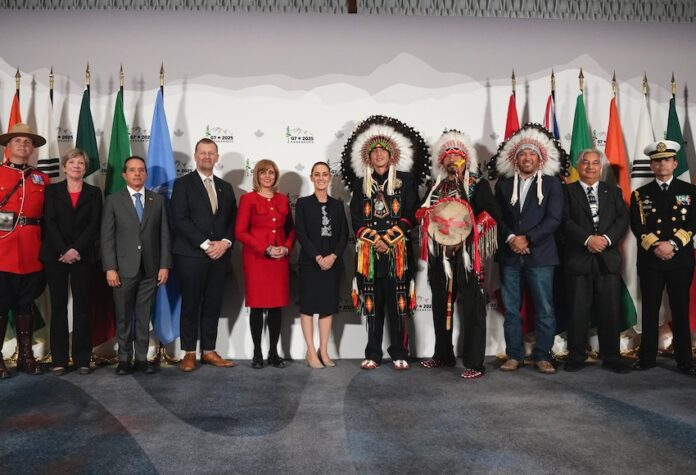 The president was greeted by members of the Tsuut'ina Nation upon her arrival in Calgary on Monday evening.