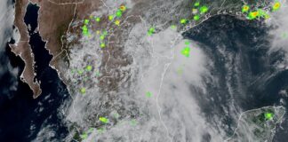 At 9 a.m. on Monday, Flossie was centered about 160 miles (255 kilometers) south of Zihuatanejo, Guerrero, and was moving parallel to Mexico's southwestern coastline at 10 mph (16 kph).