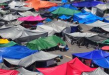 Multicolored tents in the Zócalo