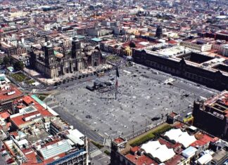 Mexico City zocalo from above