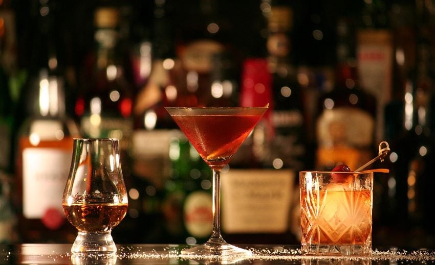 Cocktails on a bar