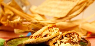 Two gorditas on a ceramic plate