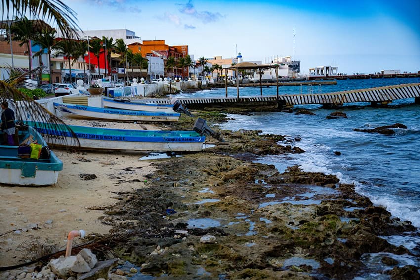 Fishing boats by the water successful Cozumel
