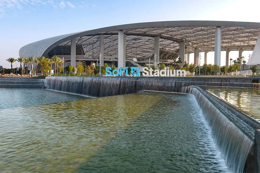 The entrance to SoFi Stadium in Los Angeles