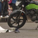 motorcycle wheel at scene of accident