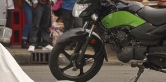 motorcycle wheel at scene of accident