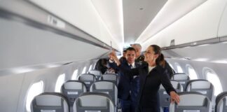 Sheinbaum at Embraer delivery