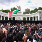 protesters in alameda park Mexico City