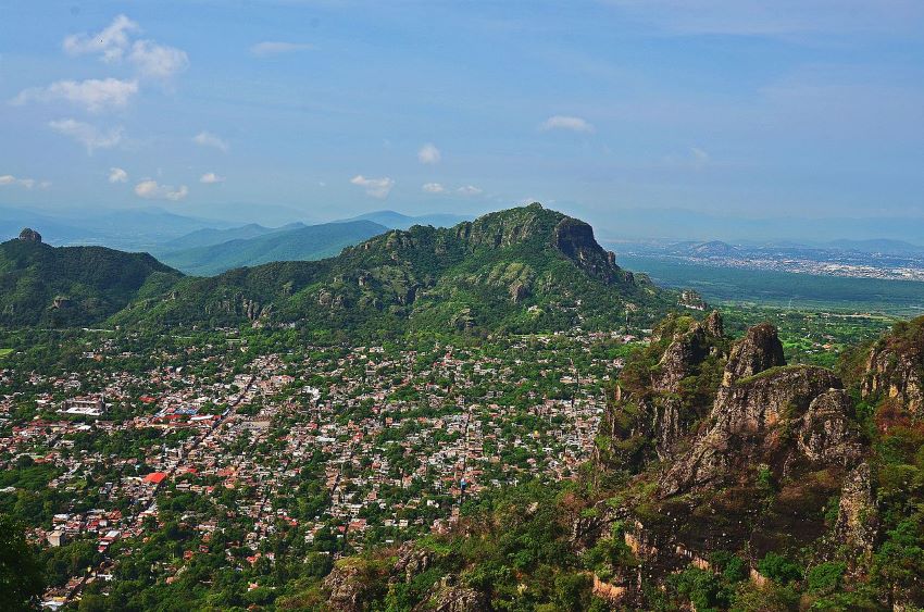 Panoramic view of Tepoztlan, Morelos from mountain