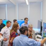 Quintana Roo Governor Mara Lezama and Environment Minister Alicia Bárcena view screens monitoring sargassum on Mexico's Caribbean coast