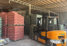 bricks in a warehouse