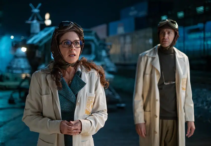 a man and a woman looking confused