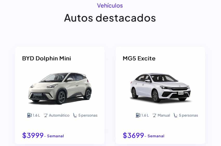 Some of the cars advertised on OCN's website show rental costs of approximately 3,000 pesos (US $161) per week.