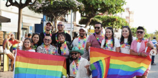 A group of LGBTQ rights suppoerts in the streets of Puerto Vallarta