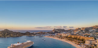 A cruise ship in the bay at Cabo San Lucas