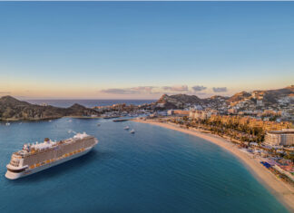 A cruise ship in the bay at Cabo San Lucas