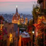 Night view of a colonial Mexican town