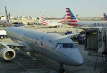 American Airline planes at an airport