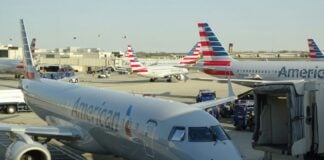 American Airline planes at an airport