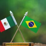 Small Brazilian and Mexican flags