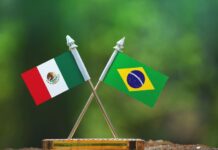 Small Brazilian and Mexican flags
