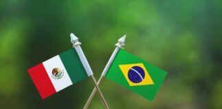 Small Brazilian and Mexican flags