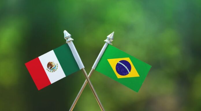Small Brazilian and Mexican flags
