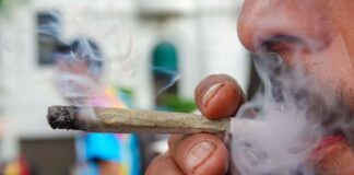 a marijuana cigarette being smoked