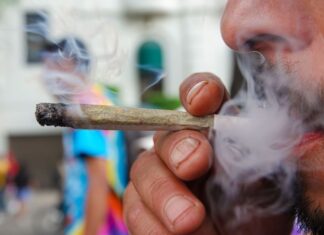a marijuana cigarette being smoked
