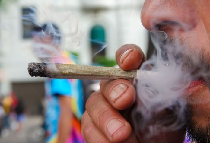 a marijuana cigarette being smoked