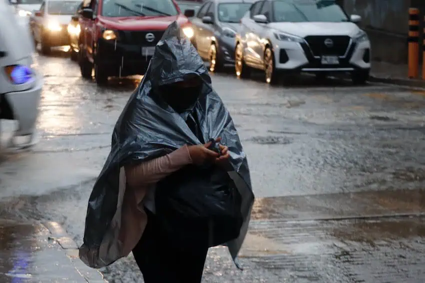 person in raincoat