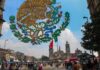 Preparations for Independence Day festivities in Mexico City's Zócalo are underway.