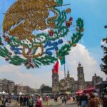 Preparations for Independence Day festivities in Mexico City's Zócalo are underway.