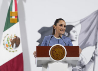 president SHeinbaum at podium