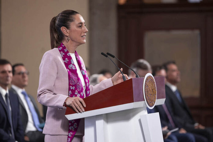 President Sheinbaum at her morning press conference or mañanera