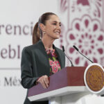 President Sheinbaum at a podium