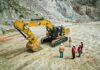 Earth moving machne at mine site