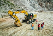 Earth moving machne at mine site