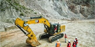 Earth moving machne at mine site