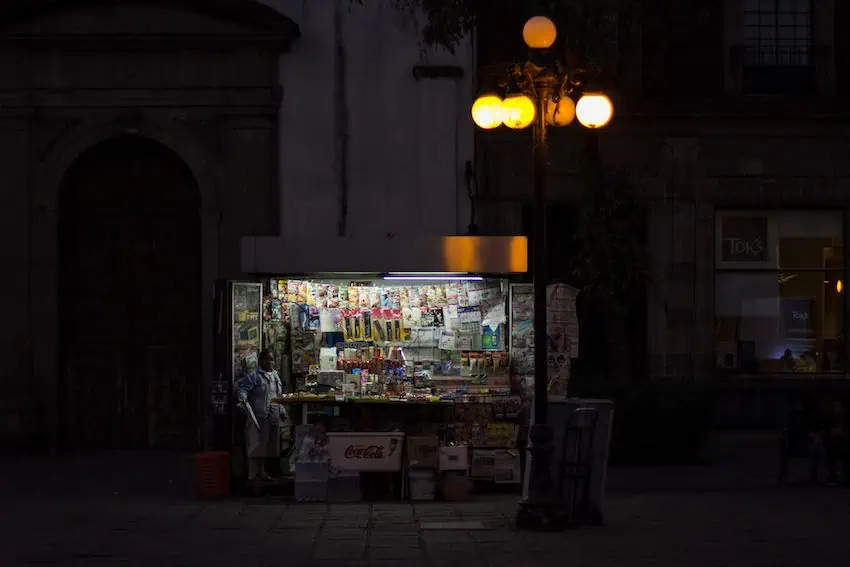 nota roja and newspaper stand in Mexico's historic center